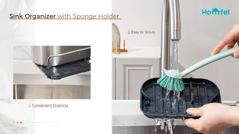 Multifunction Sink Caddy Organizer , Self Draining Kitchen Sink Tidy With Suction