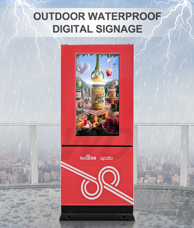 1080P / 4K LCD Outdoor Totem In IP55 Rated And Weather Resistant Red White