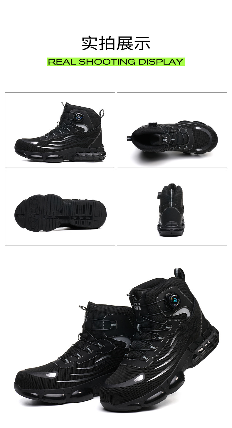 Black / Gray Fly Weave Safety Boots With Kevlar Midsole And Air Cushion Sole For Comfortable Work