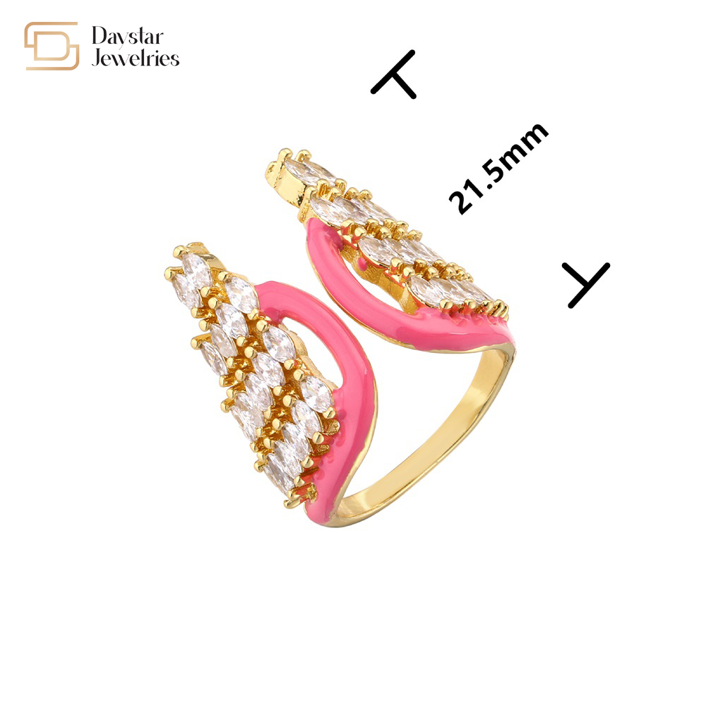 Colorful Enamel Butterfly Angel Wing Christmas Tree Rings Zircon Adjustable