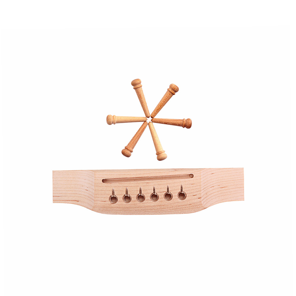 Professional Maple Wood Acoustic Guitar Bridge Pins And Saddle 6 Pins