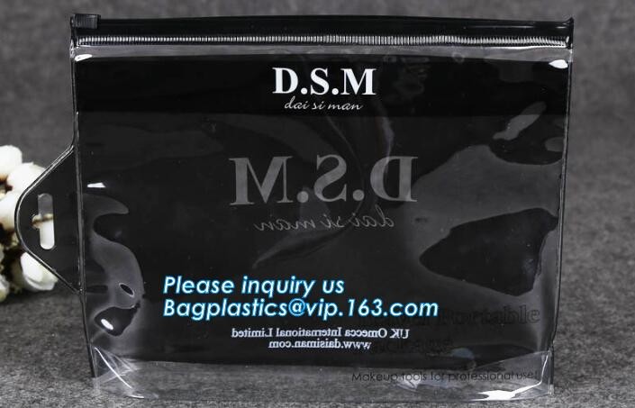 Vinyl PVC Bags Storage Makeup Pouch , Zip lockkk Slider Bags Vinyl
