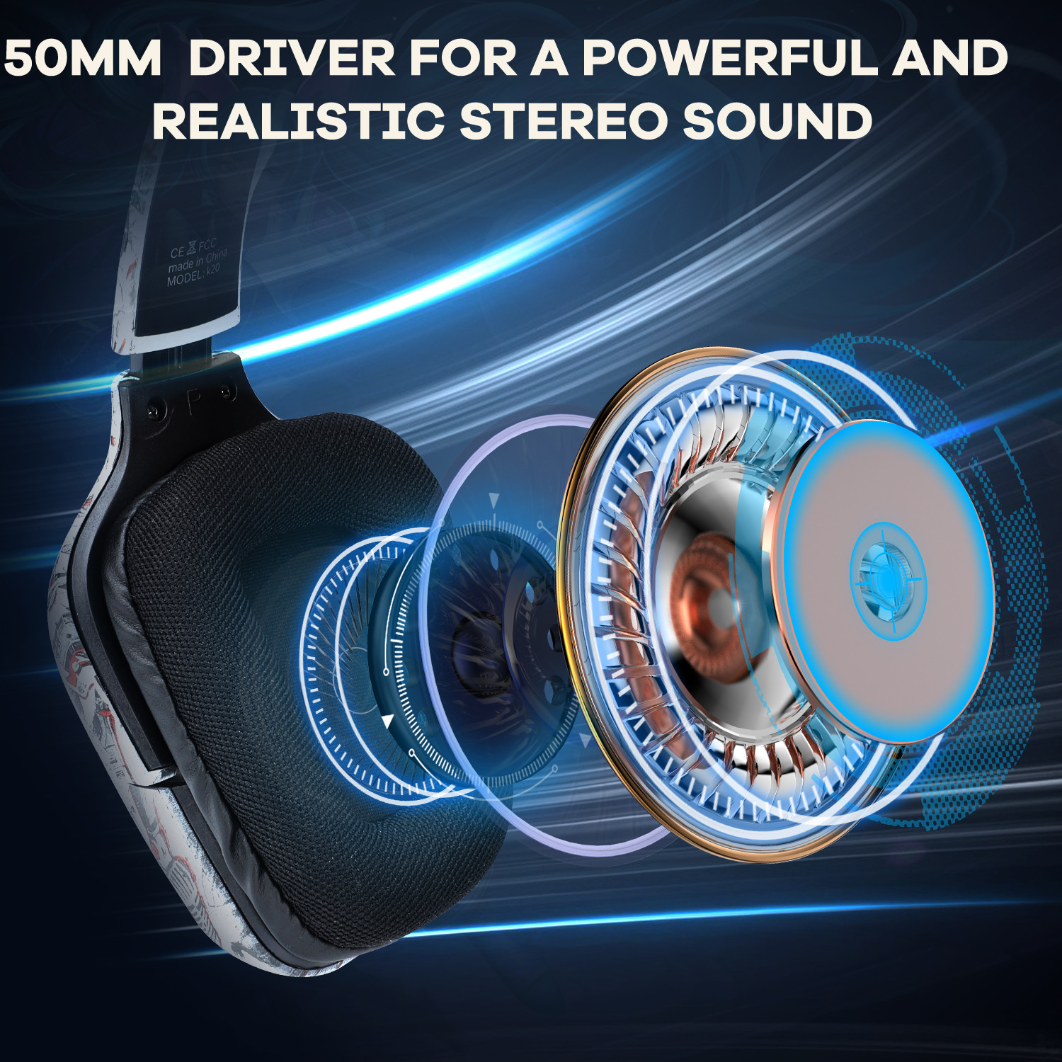 Noise Cancelling ABS PC Camouflage Gaming Headset DC5V ONIKUMA K20
