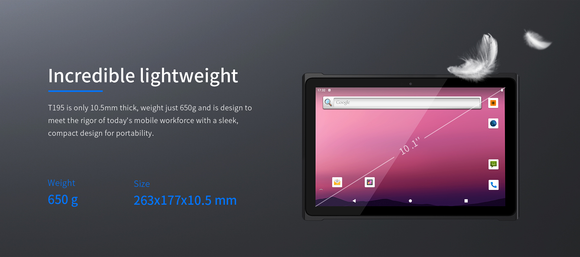 650g 10 inch P65 Waterproof 5G Tablet with 1- 4G LTE 2D Barcode Scanner NFC GPS 9500mAh Battery