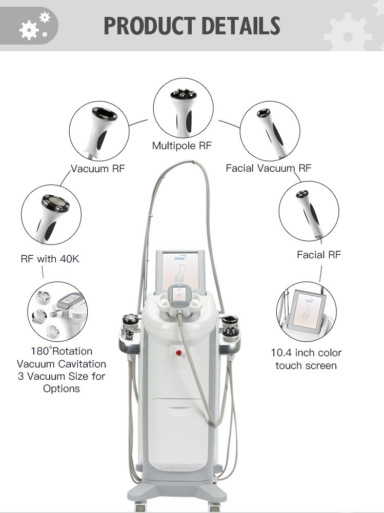 40K Ultrasonic Cavitation Multipolar RF Weight Loss Body Slimming Machine 6 Handles