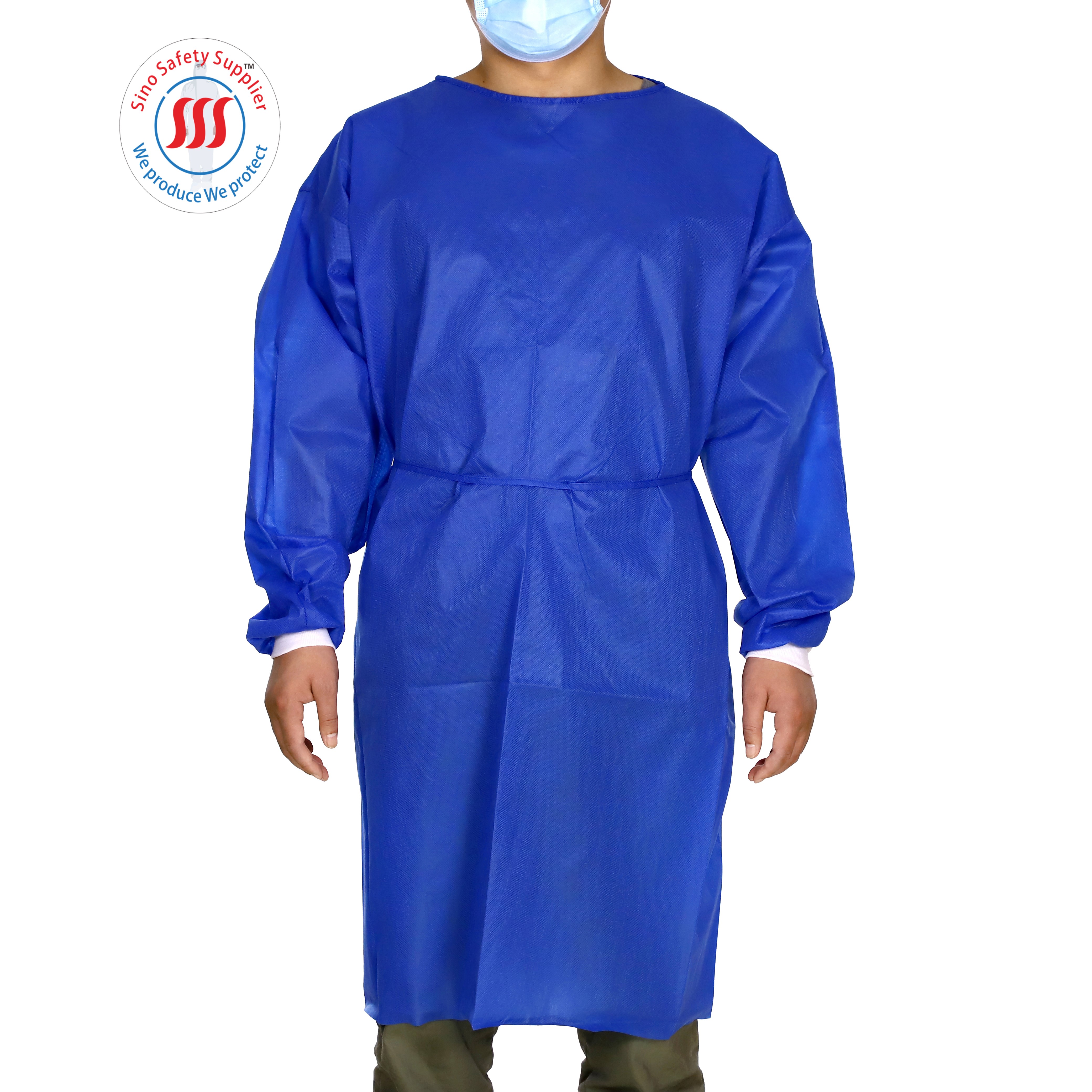 Ce Non Woven Disposable Gowns Blue Pe Coated Non Medical Waterproof