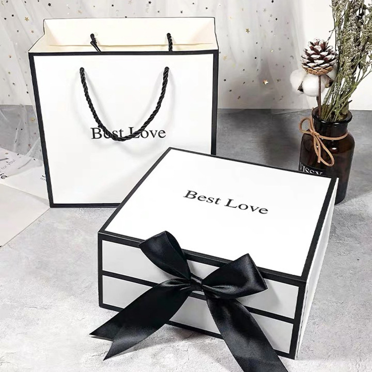 Acrylic White Magnetic Gift Box with Ribbon for Wedding Invitation Packaging Solution