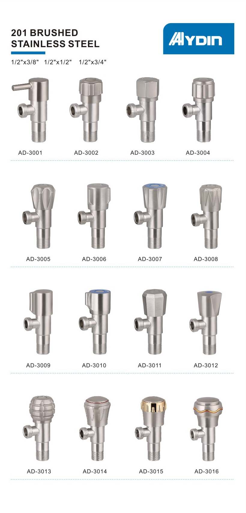 SS201 Angle Stop Faucet Toilet ODM Manual Control 10*5.5*3.5