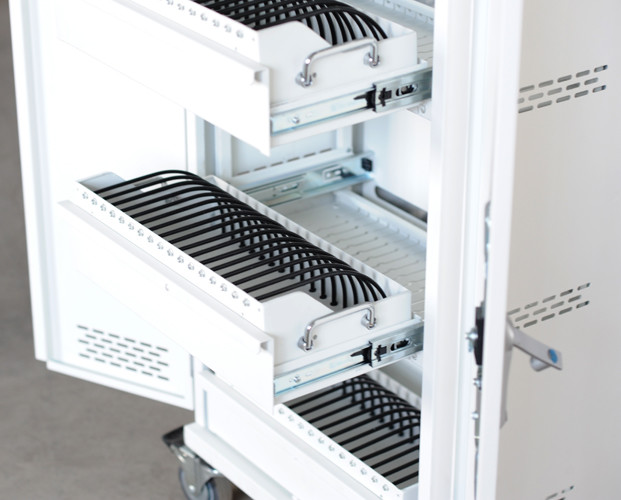 School Laptop Charging Station Cabinet 48 Units Laptop Storage Cabinet Steel Material
