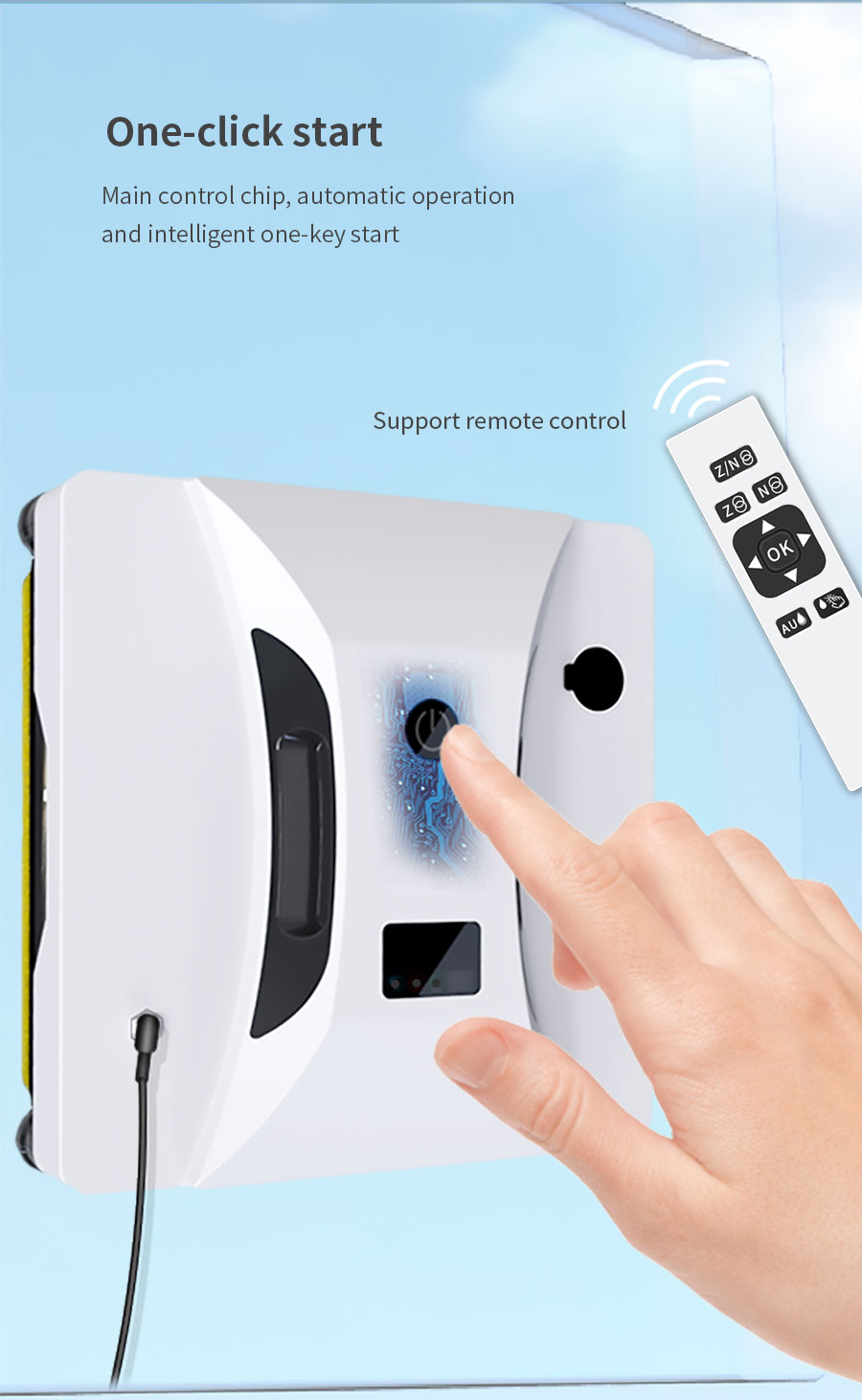 US Plug Rise Exterior Window Cleaning Robot with Remote Control and 500mAn Lithium Battery