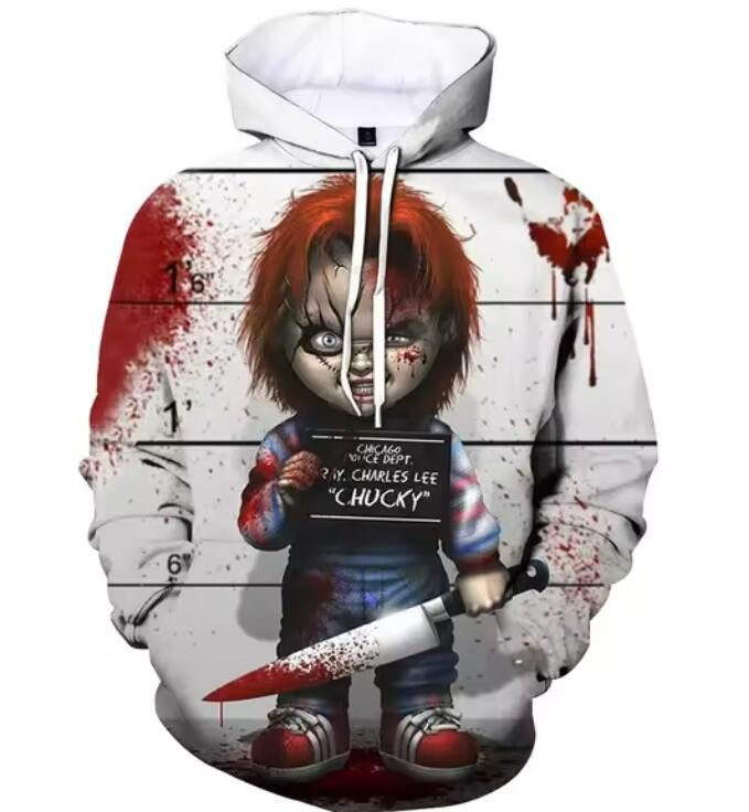 Chucky Printed Oversize Hoodie Men Horror Movie 3D Printed Hoodies