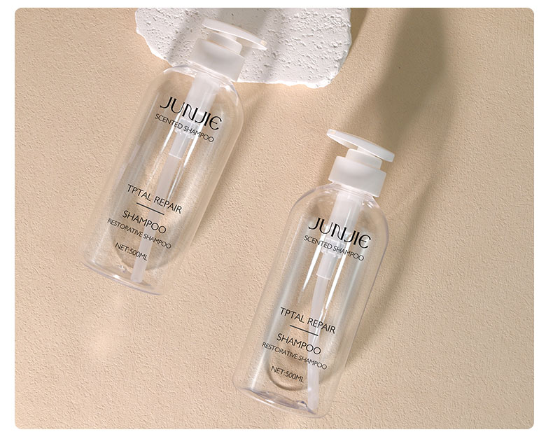 Clear Plastic Shampoo Bottles 500ml Cylinder PET Bottles Cosmetic For Packaging