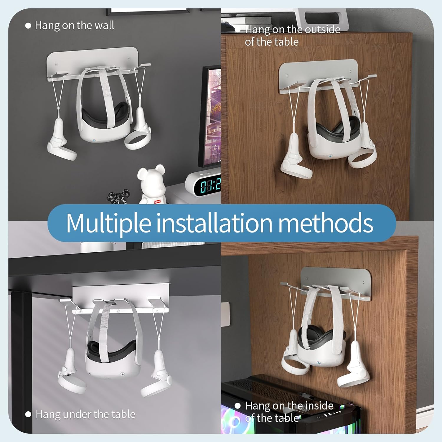 Hanging Wall Mounted Shelves VR Wall Mount Storage Holder VR Headset Stand for Oculus Quest 2 / Rift-S/Vive Pro