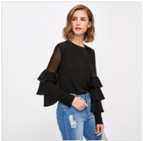 New Fashionable Women Formal White Frill Blouse Women
