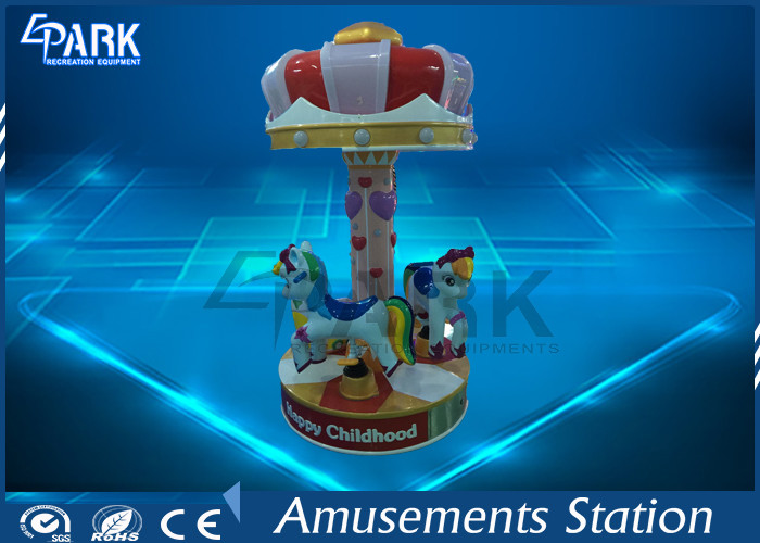 3 Seats Mini Carousel Kiddy Ride Machine , Merry Go Round Horse Riding For Kids