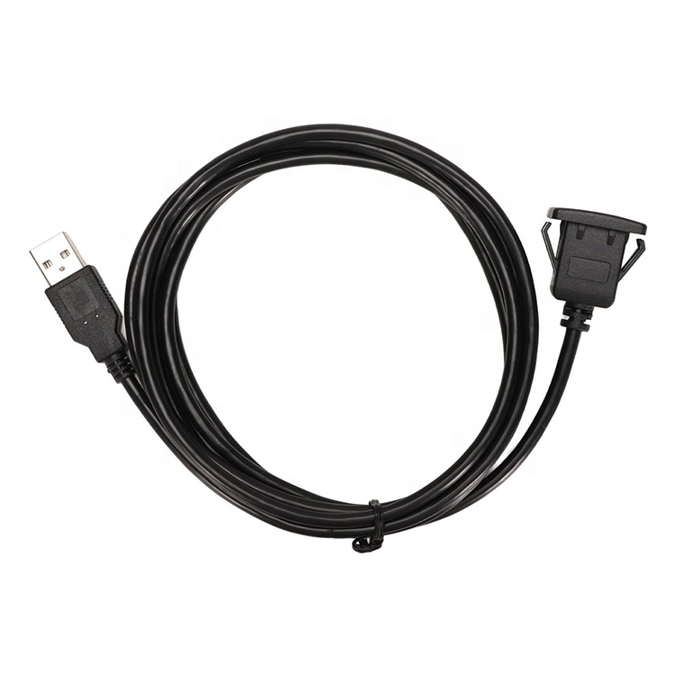 Waterproof Flush Panel Mount Male to Female Socket USB Extension Wire Cord Cable for Car Truck Boat Motorcycle Dashboard