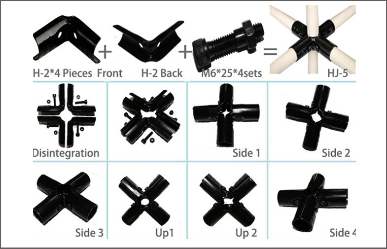 5 Way Plastic Coated Metal Pipe Connectors , 2.5mm Thickness Cold - Roll Steel Plate