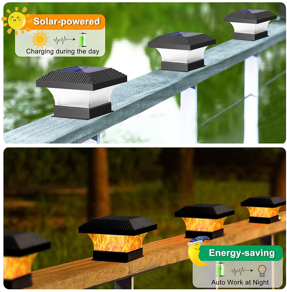 Outdoor LED Solar Powered Pillar Lights 2700K 2200mAH Multipurpose Solar Column Head Lighting