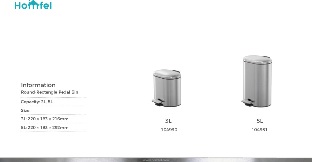 ODM Stainless Steel rounded rectangle Foot pedalTrash Can With Soft Close Lid ktichen trash bin