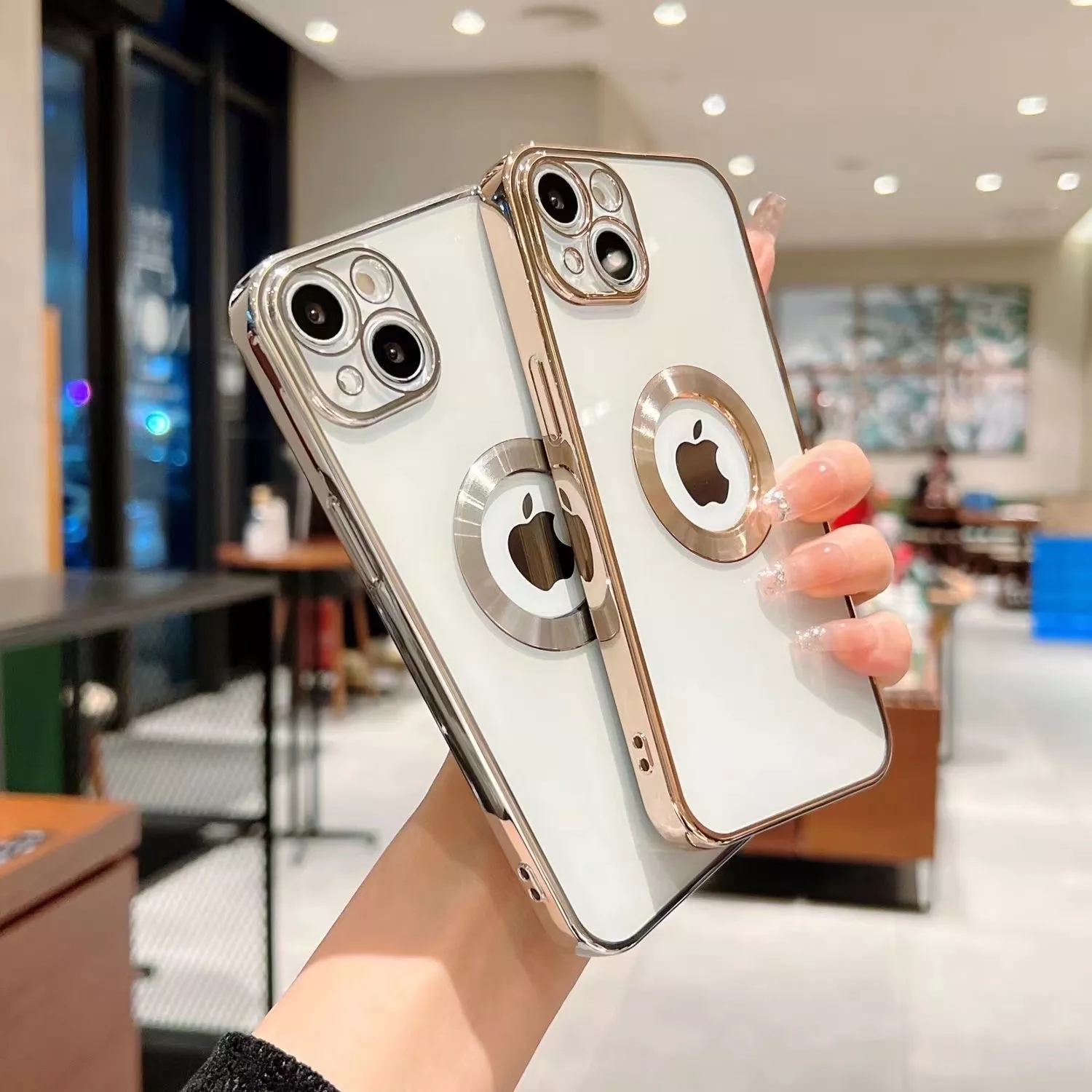 Silicone Shockproof Phone Case for iPhone 13/14 Pro Max With Camera Protector Logo Hole