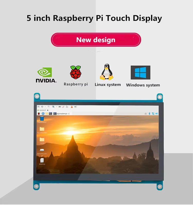 5 Inch 800x480 HDMI Touch TFT Display 400 Cd/M2 Raspberry Pi LCD Display