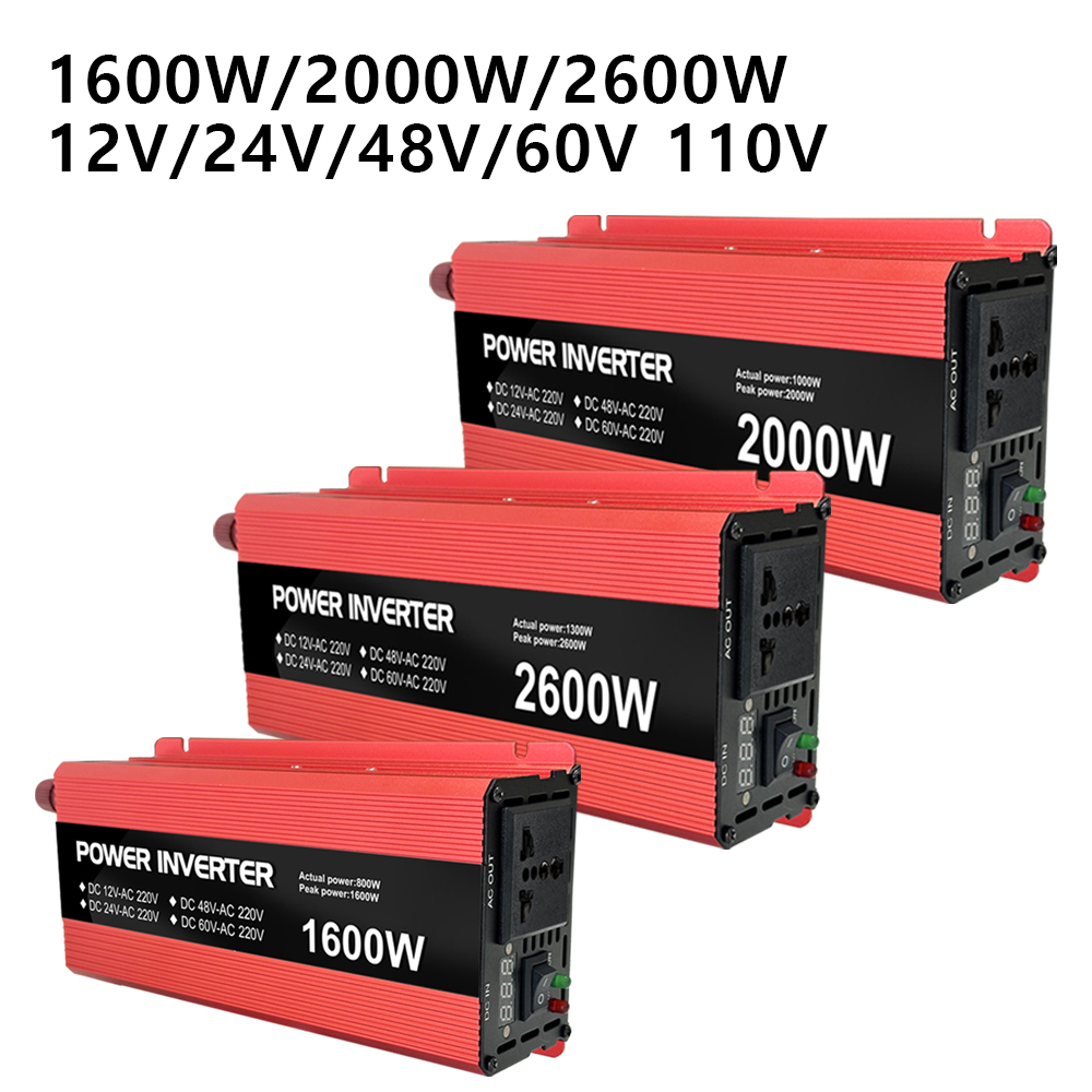 110V/220V/230V Output Voltage LED Display 800W 1000W 1300W 12V 24V DC to AC Pure Sine Wave Car Power Inverter