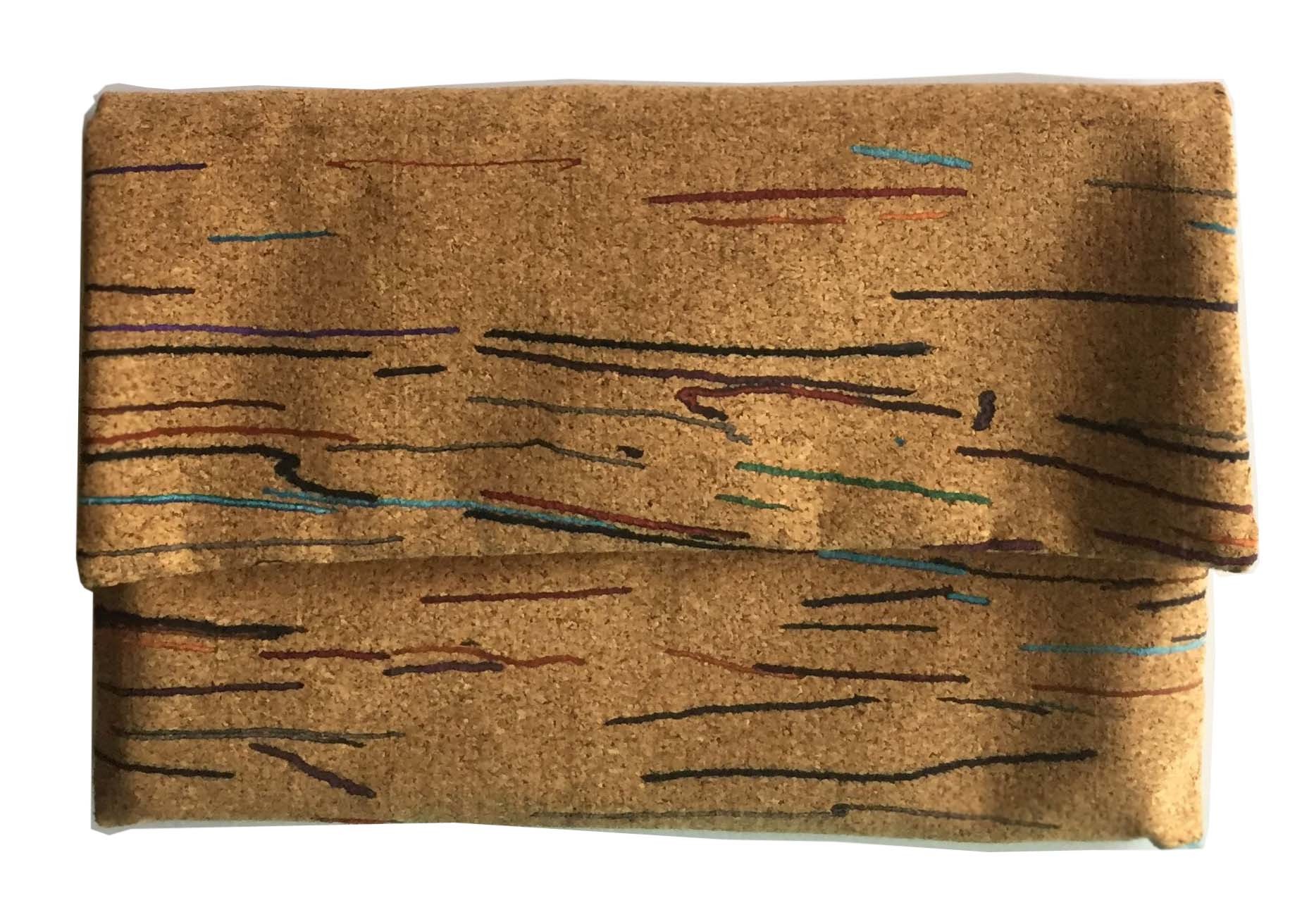 Colored Lines Style Cork clutch 6.7''x4.5'' with button closure, customized color is available