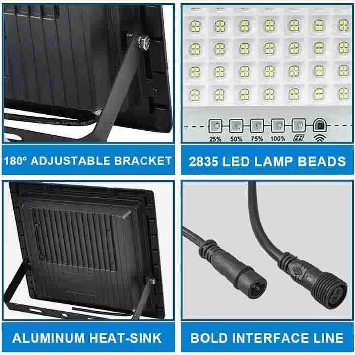 IP67 Smart Solar Flood Light 40W 50W 100W 200W 300W Wall Mounted Flood Light