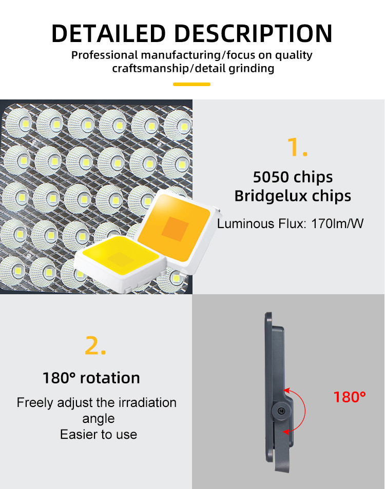 IP65 Waterproof Solar Flood Light - High Brightness, Lightweight Design with Premium Brand LED Chips