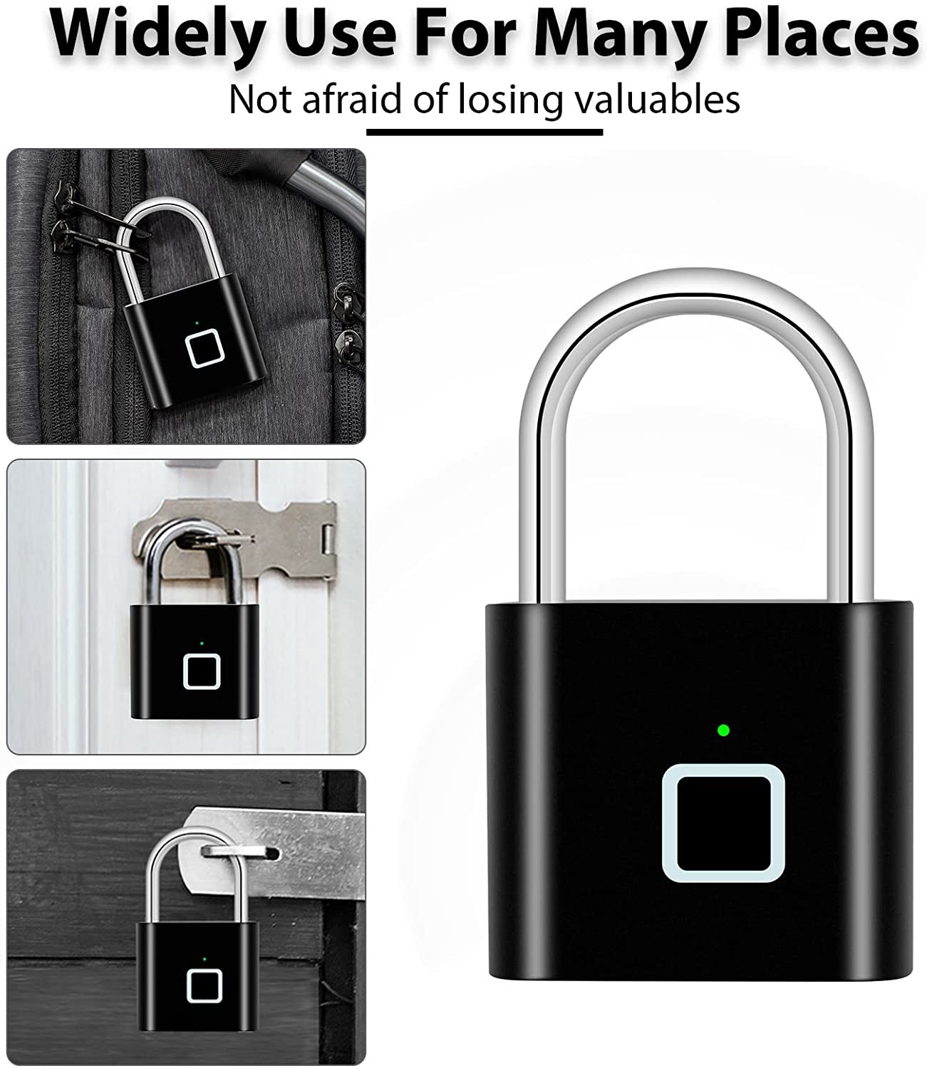 Keyless Smart Thumb Print Padlock Anti Theft Electronic Pad Locks For Luggage Door