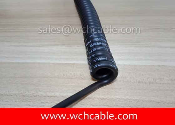 UL Curly Cable, AWM Style UL20240 26AWG 4C VW-1 125°C 30V, TPE / TPE