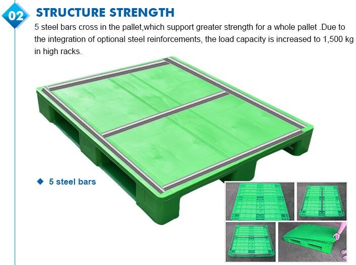 100% Virgin HDPE wear-resistant anti-slip stackable plastic pallet, China Manufacturer accept custom standard stacking p