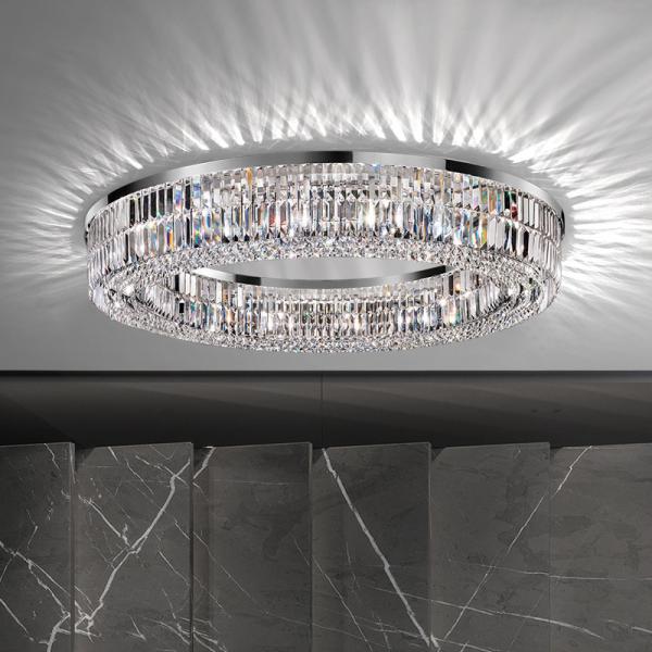 Modern Living Room Foyer Sitting room Chandeliers Round Chrome Sliver Ceiling