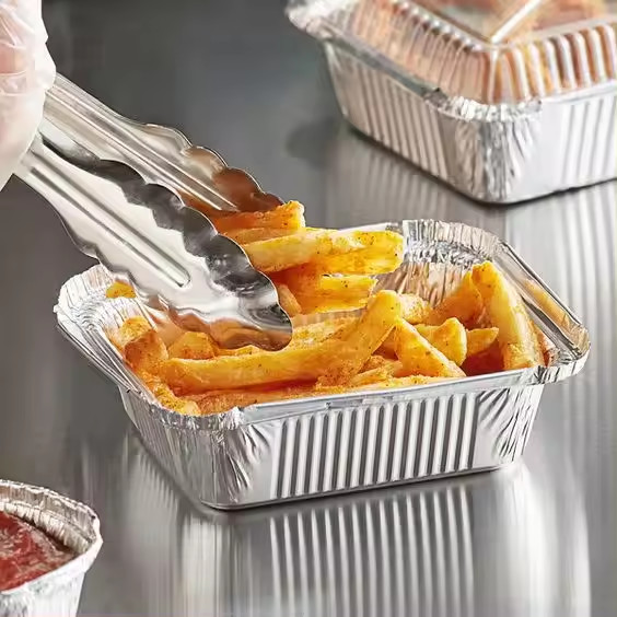 Disposable Food Grade Aluminum Foil Pan 300ml Rectangular Container