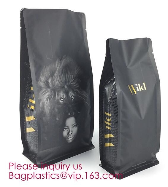 Biodegradable Foil Square Bottom Gusseted Bag, Flat Bottom Gusset Coffee Bag with Degassing Valve,gusset packaging bag f