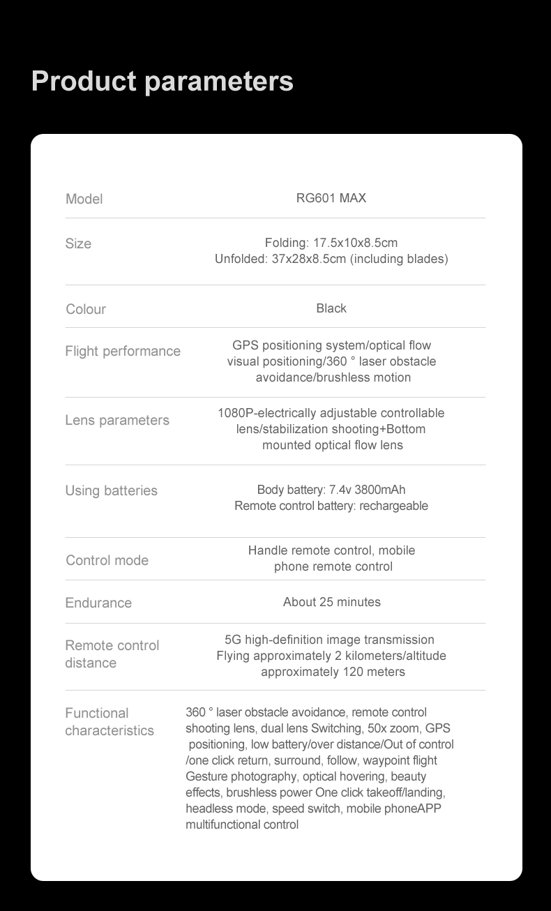 18 mins Flying Time Rg601 Max 5g Gps Drone Dual 4k Hd Camera Optical Flow Wifi Fpv Brushless Quadcopter Rc Professional Drone