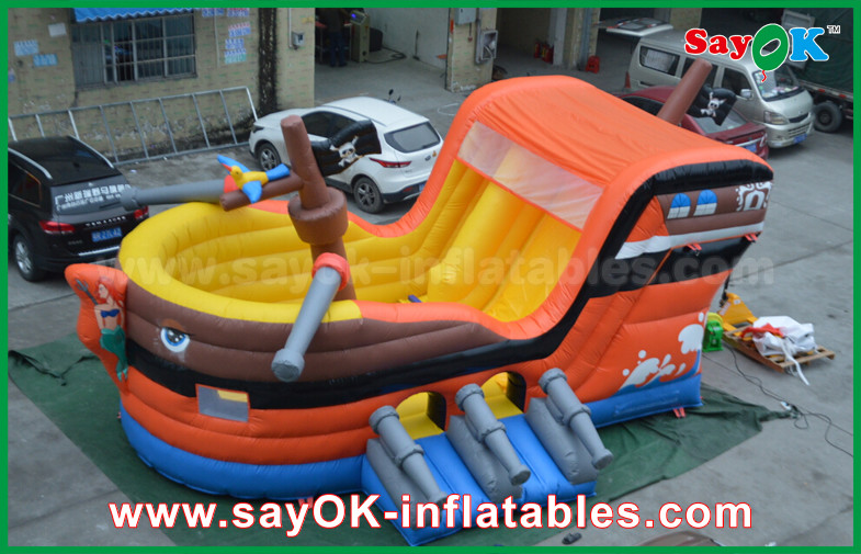 Commercial PVC Pirate Ship Themed Inflatable Bounce Castle For Kids / Adults