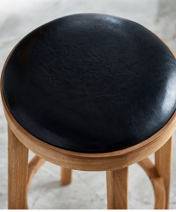 Mid Century Vintage Retro Bar Stools Leather Wine Restaurant Round UK-BS015