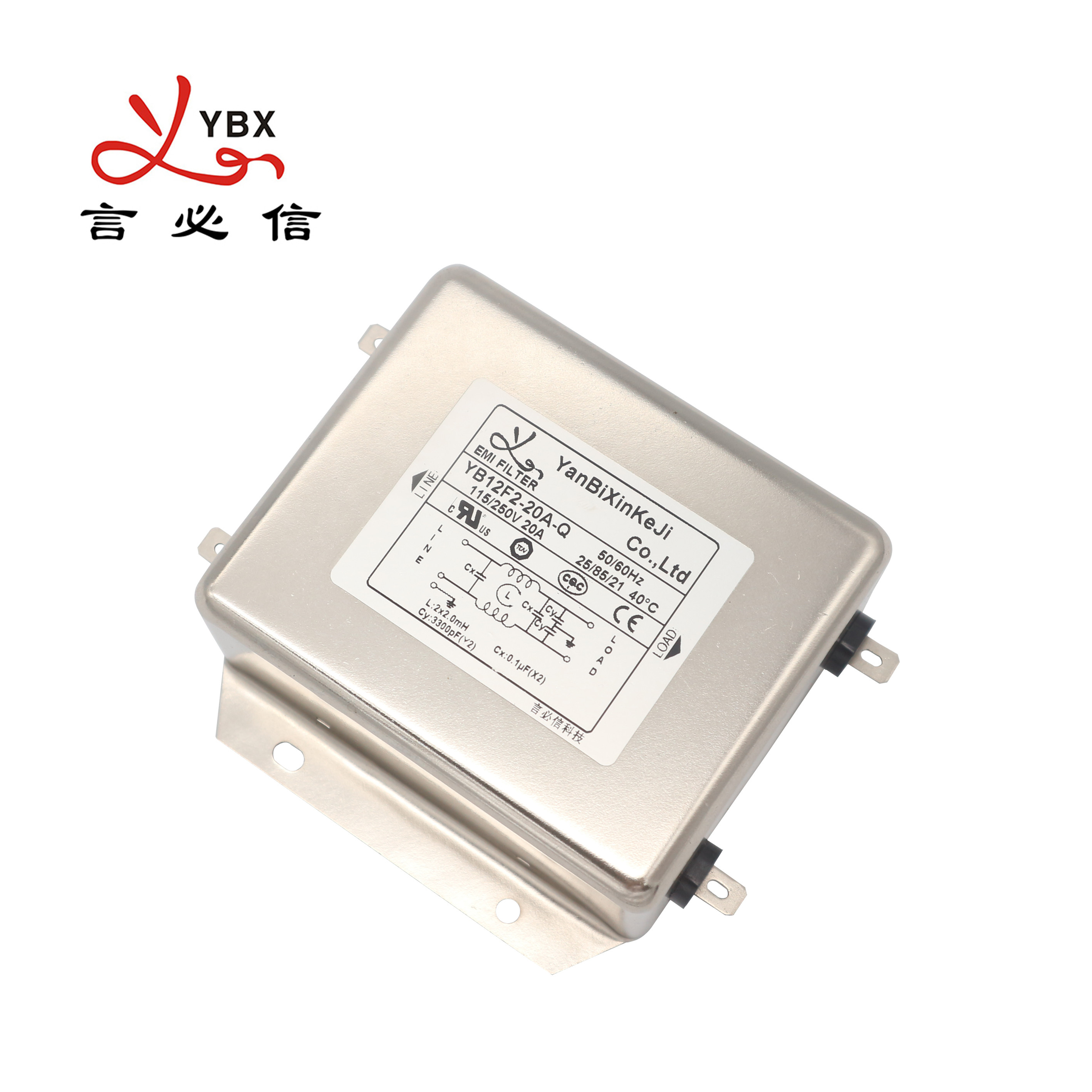 20A 250V Low Pass EMI Filter Single Phase Power Filter For Servo Motor
