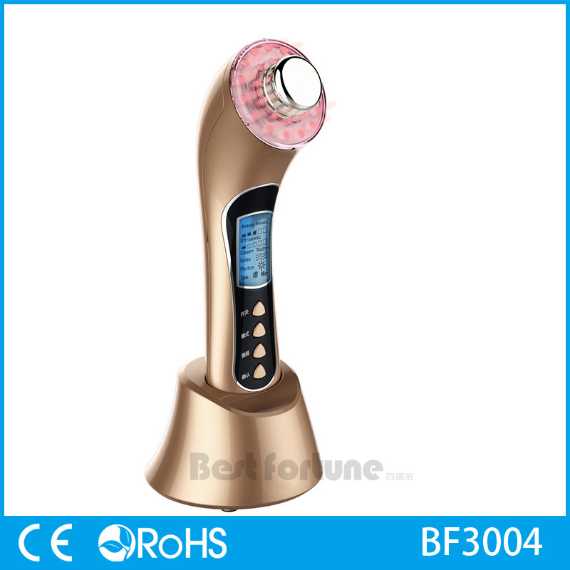 50 - 60 Hz Led Light Therapy Device , Ultrasonic Ion Face Beauty Stimulator