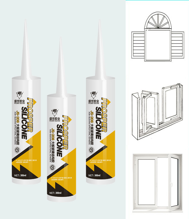 300ml Glass Curtain Wall Silicone Sealant Acetic Cured 24 Months Shelf Time