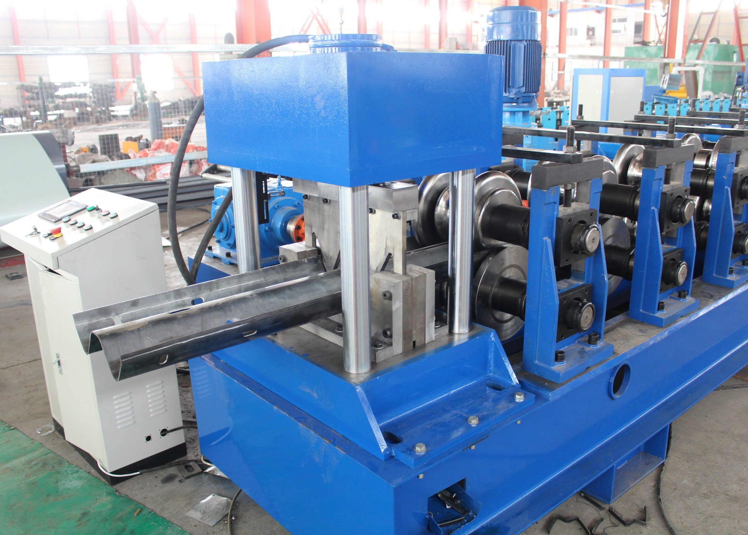 Metal W Plate Making Highway Guardrail Roll Form Machine With BeamThrie Beam Road Safety