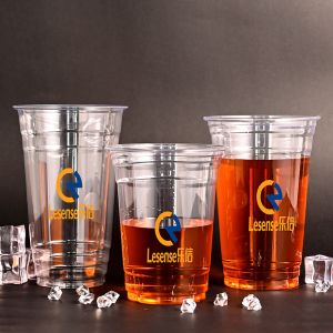 Customizable Compostable PET Plastic Cups For Cold Beverage Silk Screen Printing