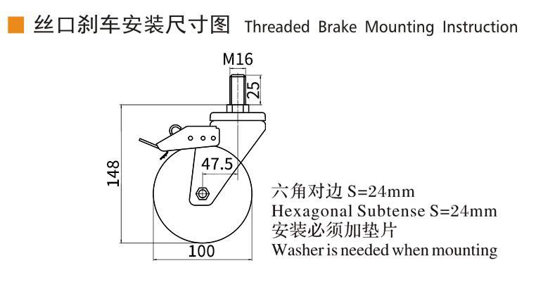 EDL Medium Duty TPU Caster 4inch 250kg Threaded by Swivel and Brake type