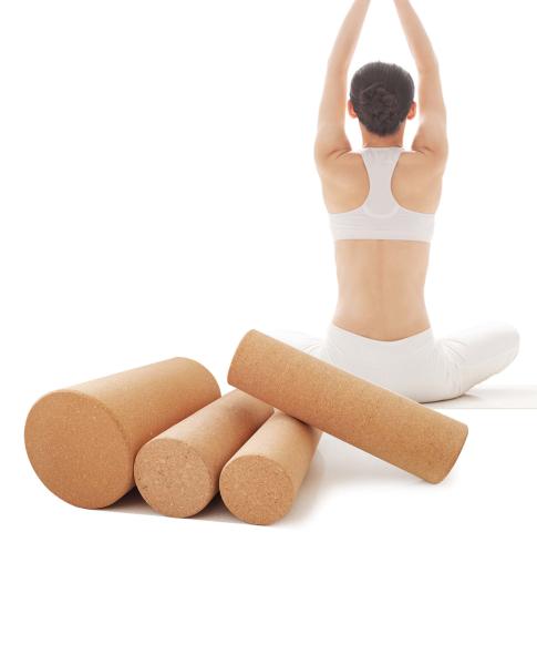 High Density FSC Natural Cork Yoga Pillar Roller D100*300mm Fine Grain Muscle