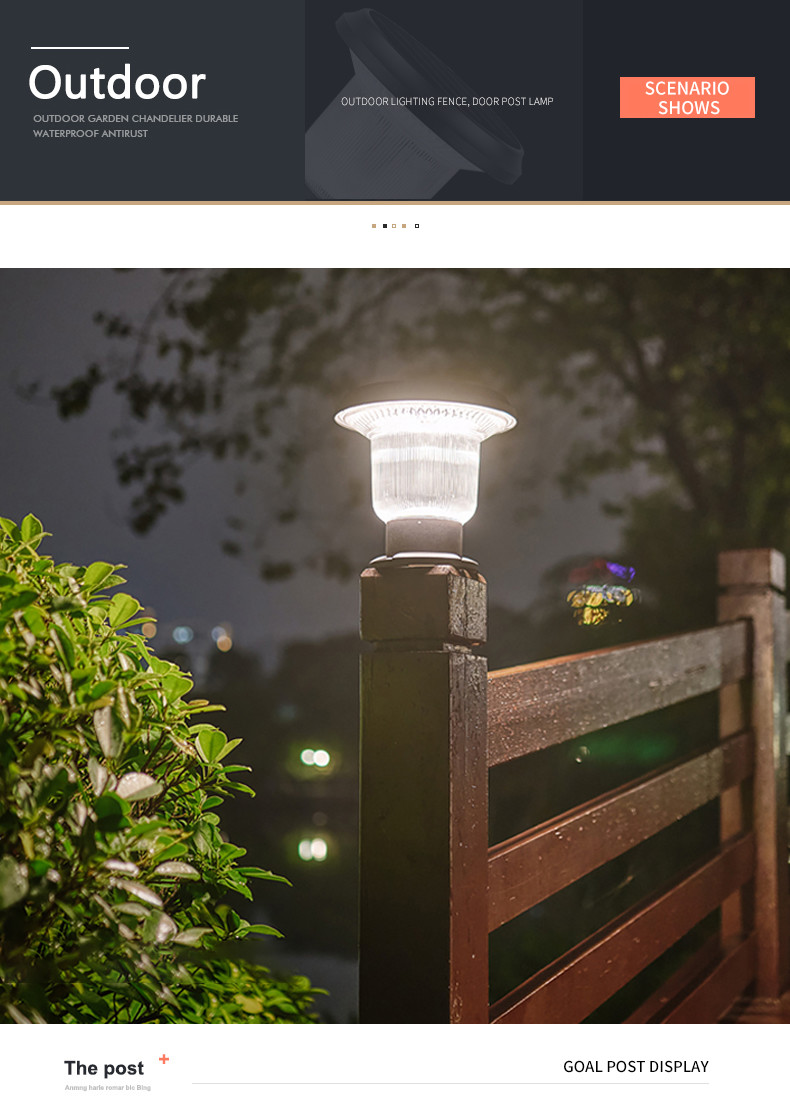 Garden Yard Solar Led Post Lamp Fixture Light Outdoor 5V 4.5W 26x26x25cm