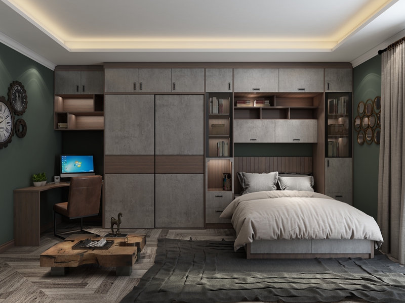 Portable Bedroom Furniture Closet Custom Open Design for Modern Villa Veneer Wardrobes