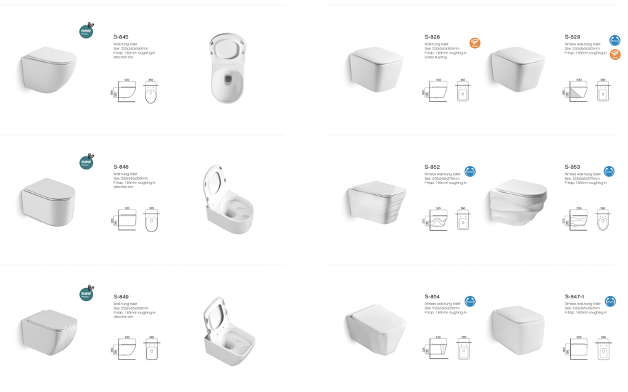 Washdown P Trap Wall Hung Toilet Elongated With Concealed Cistern