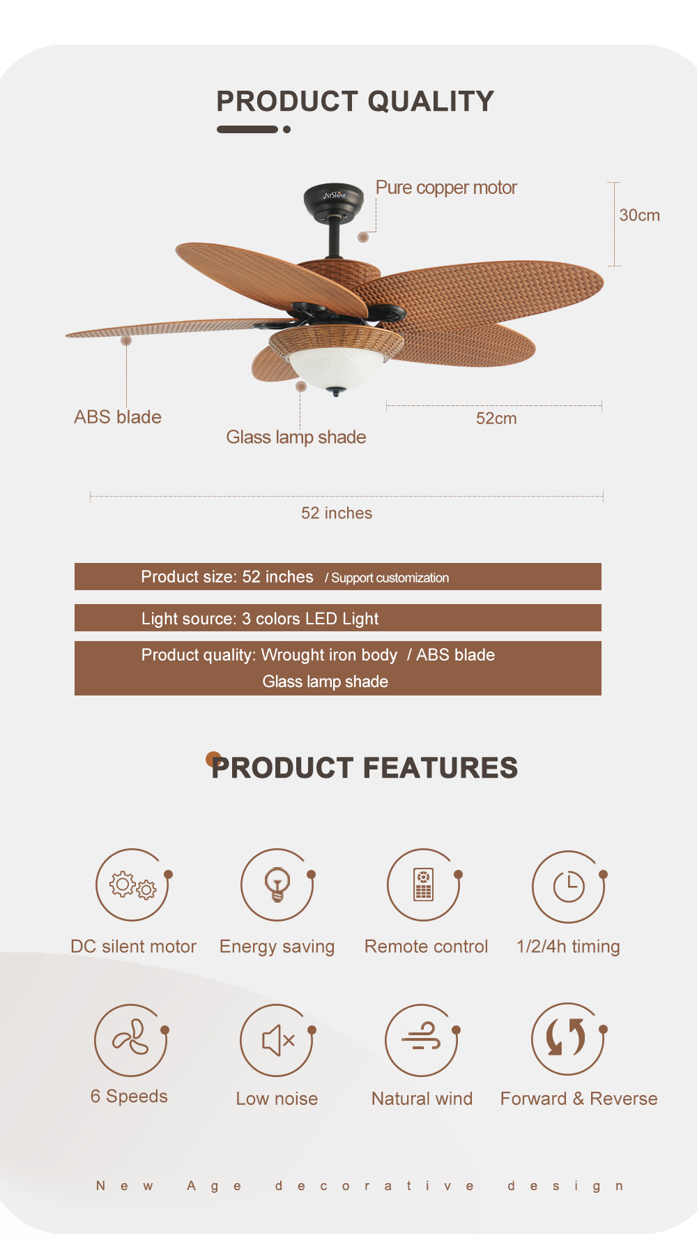 Fancy Lighting and Traditional Style LED Ceiling Fan with Remote Modern Design 35W