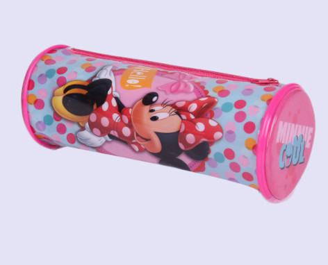 Cute Round PVC Pencil Case , Customized Full Color Printed Clear Plastic Pencil Bag